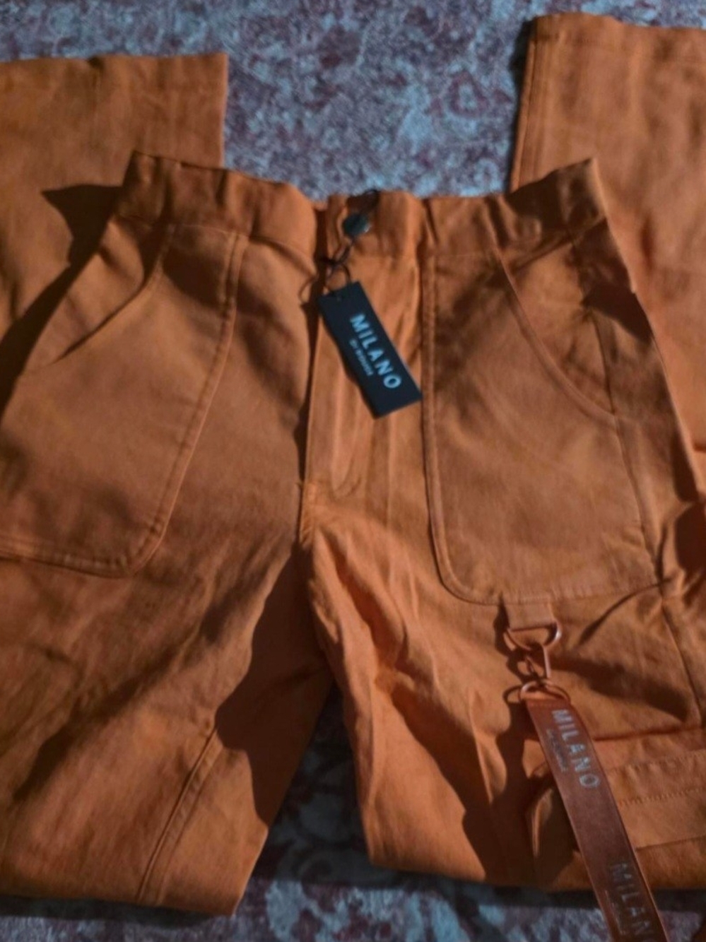 MILANO Men's Orange Utility Cargo Pants